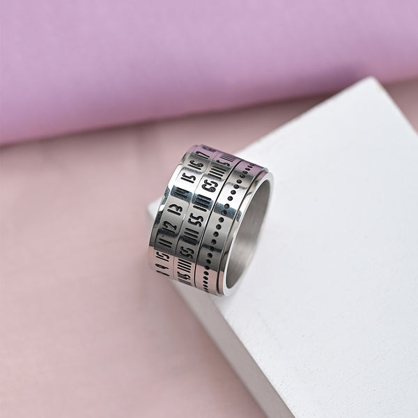Silver Arabic Numerals Punk Men's Ring