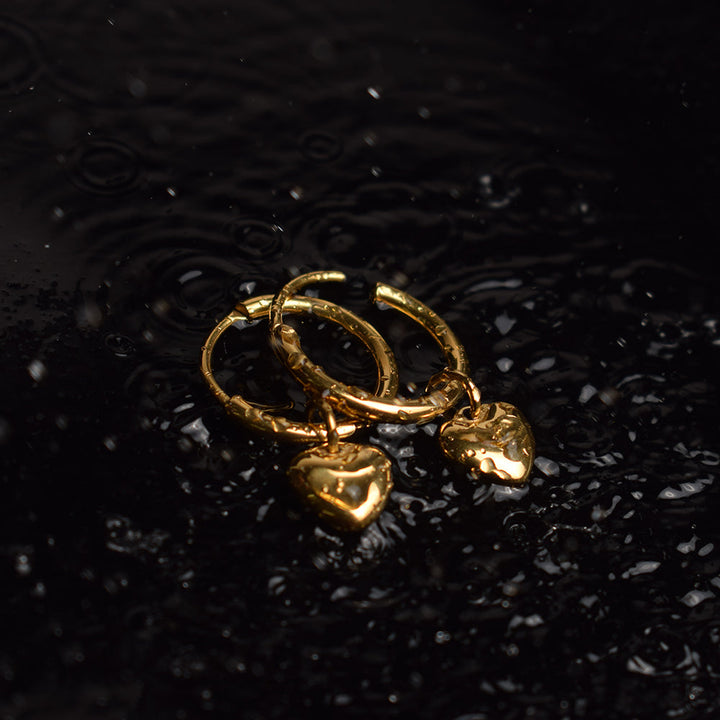 Shop Small Heart Hoop Earrings- 18k Gold Plated Palmonas-6