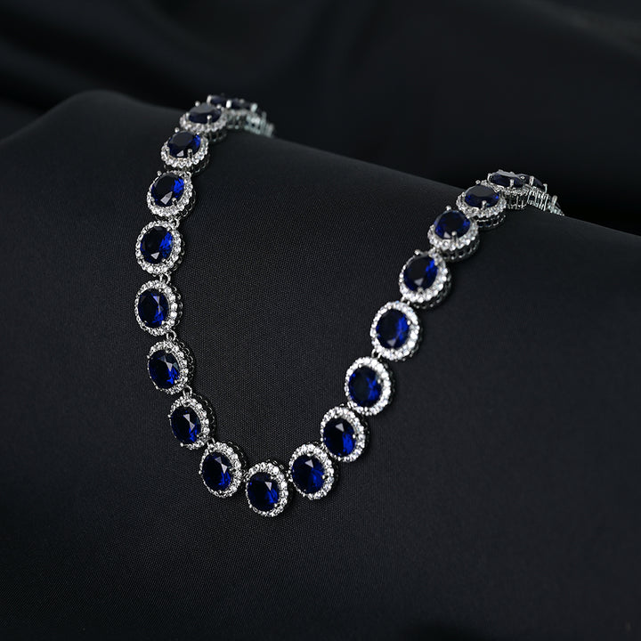 Shop Blue Brilliant Cut Diamond Royal Necklace Set Palmonas-5