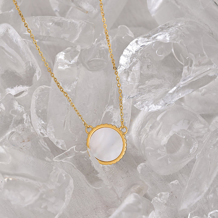 Shop White Round Necklace- 18k Gold Plated Palmonas-3