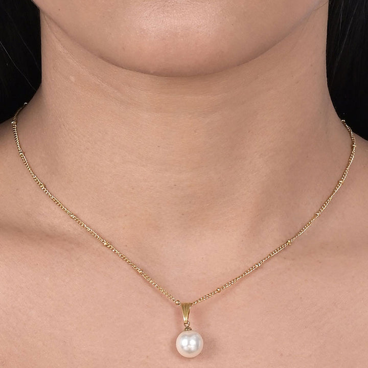 Shop Pearl Ball Chain Pendant | 18k Gold Plated Palmonas-3