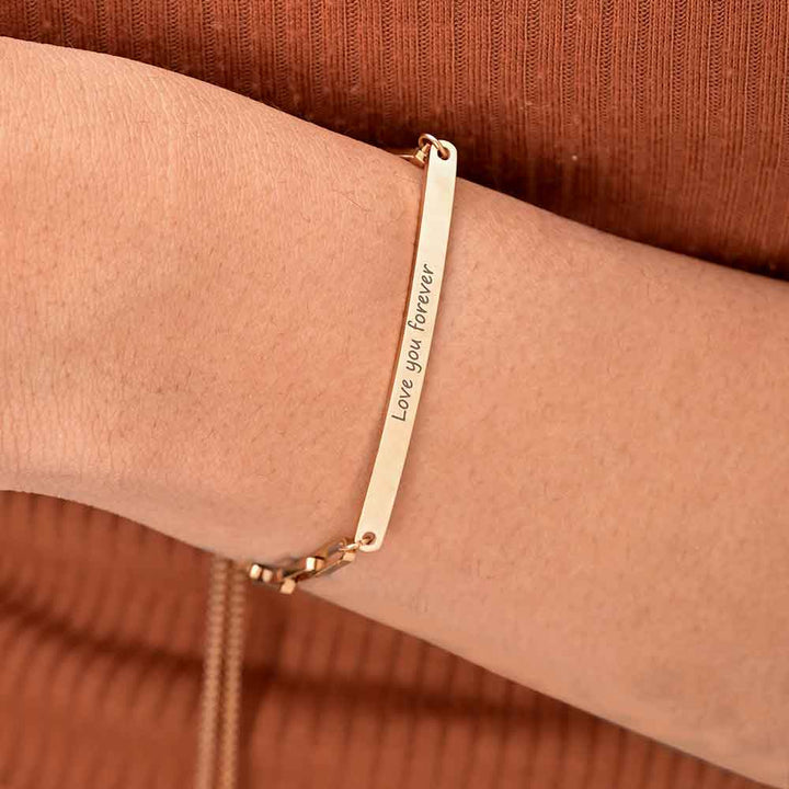 Shop Love You Forever Bar Box Chain Bracelet | 18K Gold Plated Palmonas-3