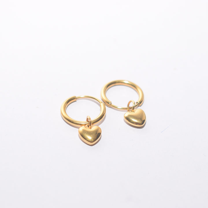 Shop Small Heart Hoop Earrings- 18k Gold Plated Palmonas-7