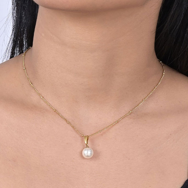 Shop Pearl Ball Chain Pendant | 18k Gold Plated Palmonas-5