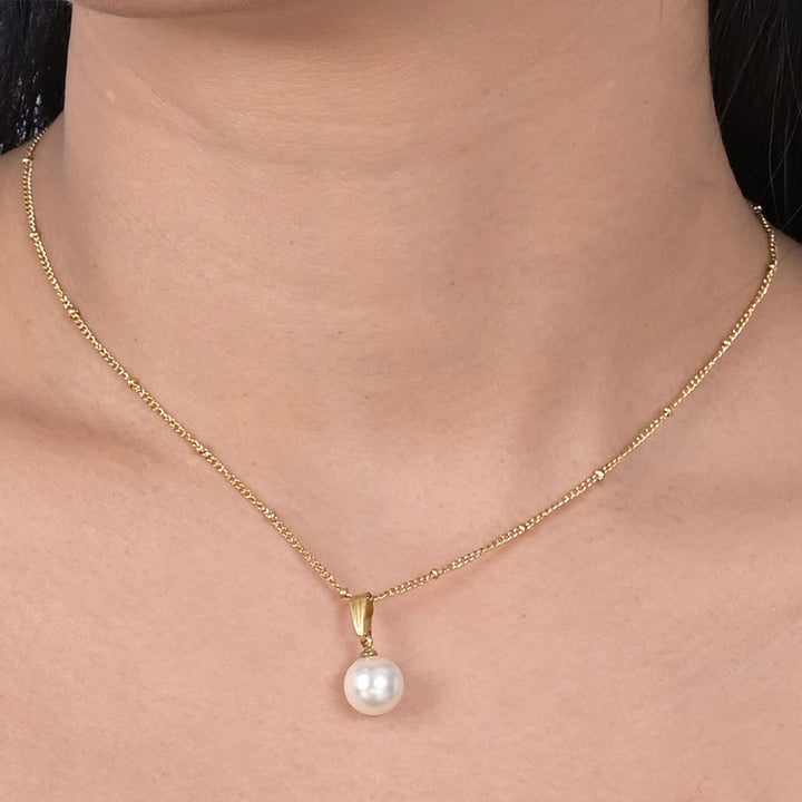 Shop Pearl Ball Chain Pendant | 18k Gold Plated Palmonas-6