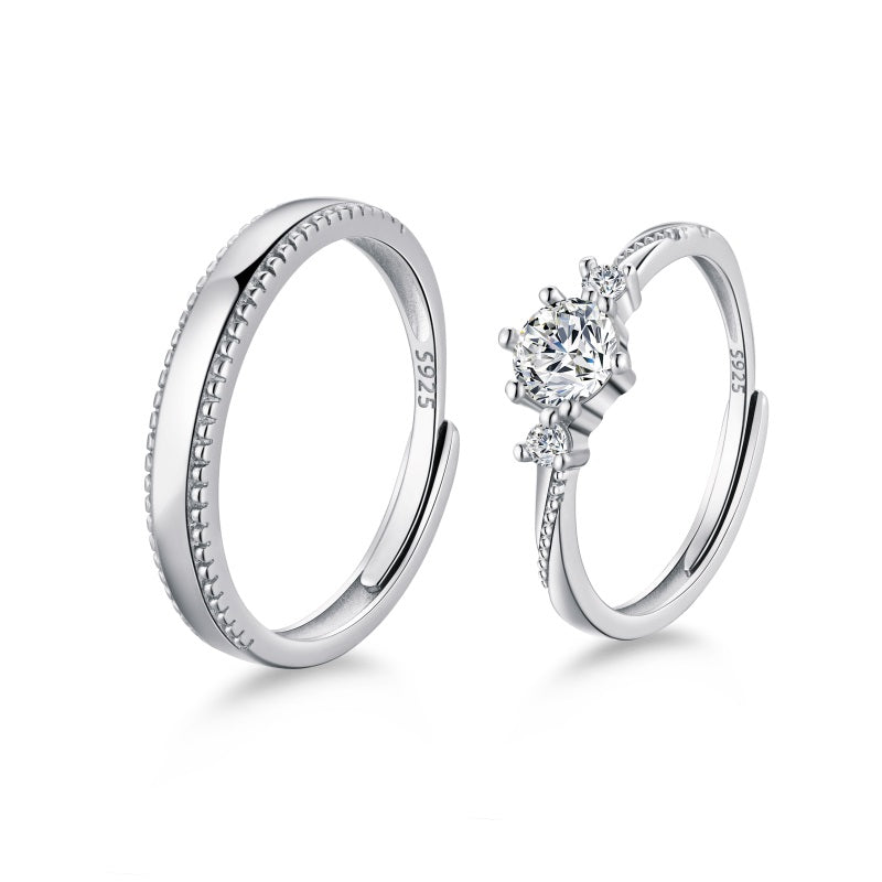 Amazon.com: OHAYOO Matching Rings 925 Sterling Silver Ring Sets for Couples  His and Hers Wedding Ring Sets Promise Rings for Couples : Clothing, Shoes  & Jewelry
