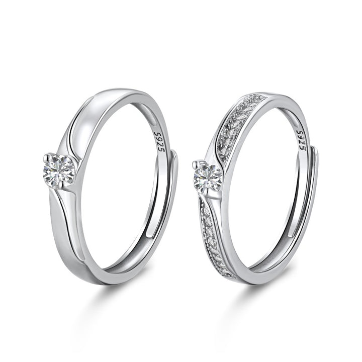 Shop Solitaire Band Couple Rings- 925 Silver Palmonas-7