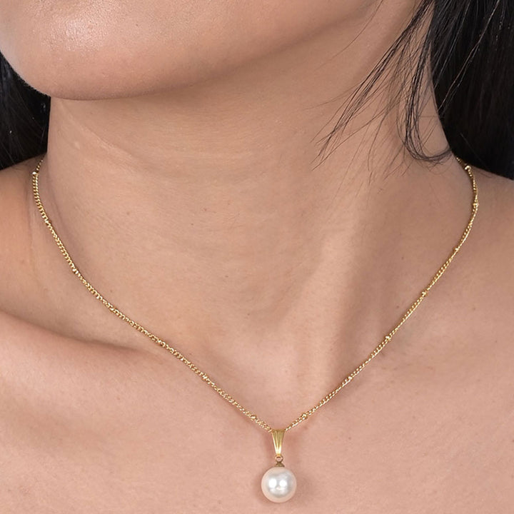 Shop Pearl Ball Chain Pendant | 18k Gold Plated Palmonas-7