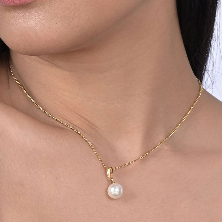 Shop Pearl Ball Chain Pendant | 18k Gold Plated Palmonas-8