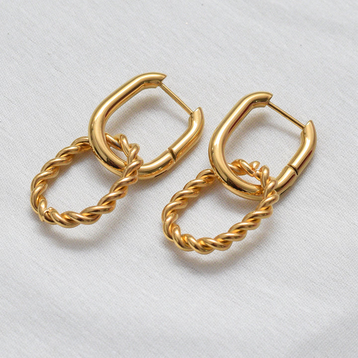 Double Rings Western Hoop Earrings for Women- 18k Gold Plated - palmonas