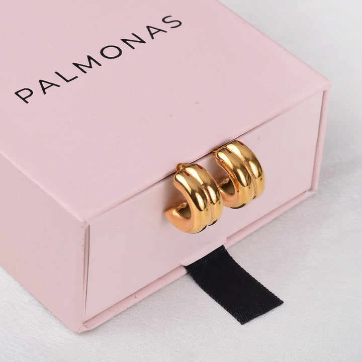 Shop Plain Chunky Hoop Earrings- 18k Gold Plated Palmonas-6