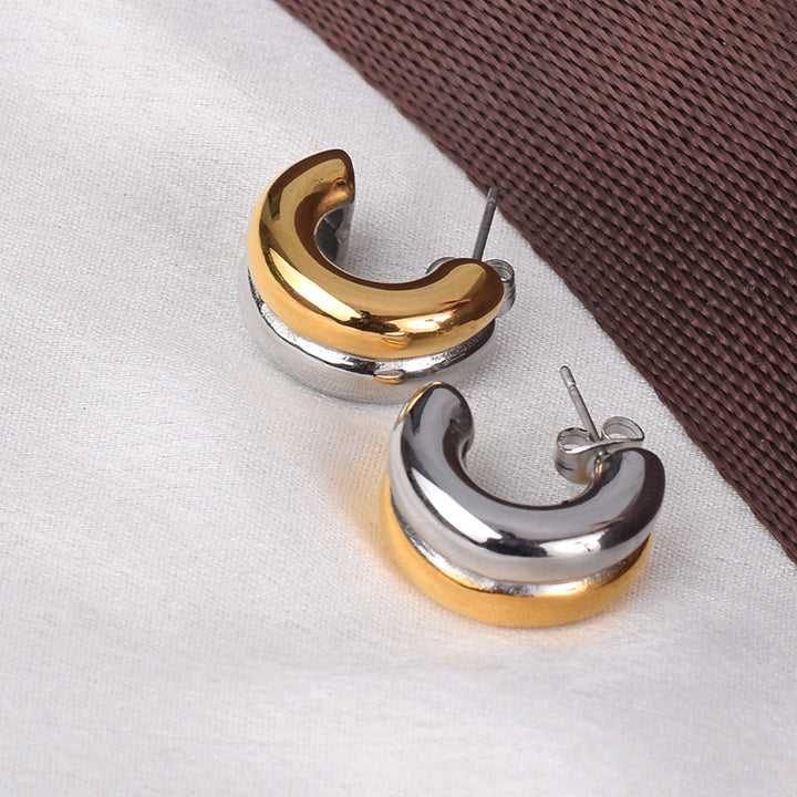 Golden Silver Chunky Latest Hoop Earrings for Women - 18k Gold Plated - palmonas