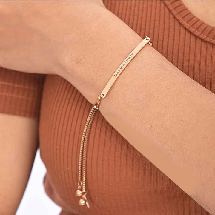 Shop Love You Forever Bar Box Chain Bracelet | 18K Gold Plated Palmonas-1