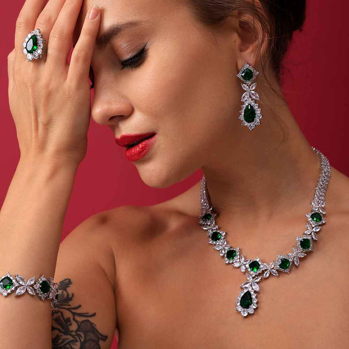 Shop Elegant Emerald Diamond Set Palmonas-4