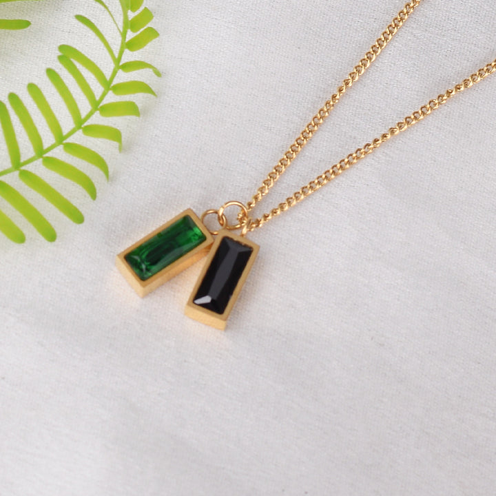 Shop Black Green Stone Necklace- 18k Gold Plated Palmonas-7