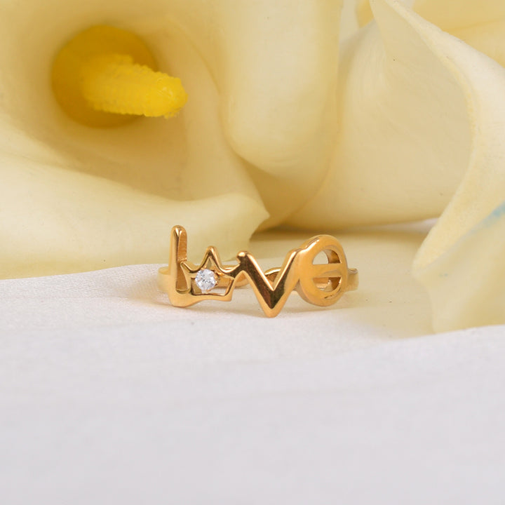 Shop Love Script Ring- 18k Gold Plated Palmonas-6