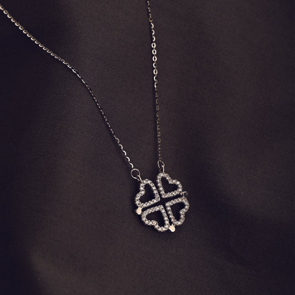 Clover Heart Necklace- 925 Silver
