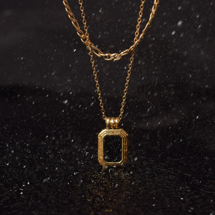 Black Charm Two Layer Necklace- 18k Gold Plated - palmonas