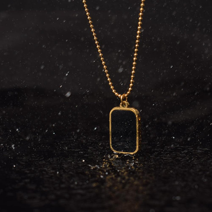 Black Onyx Necklace- 18k Gold Plated - palmonas
