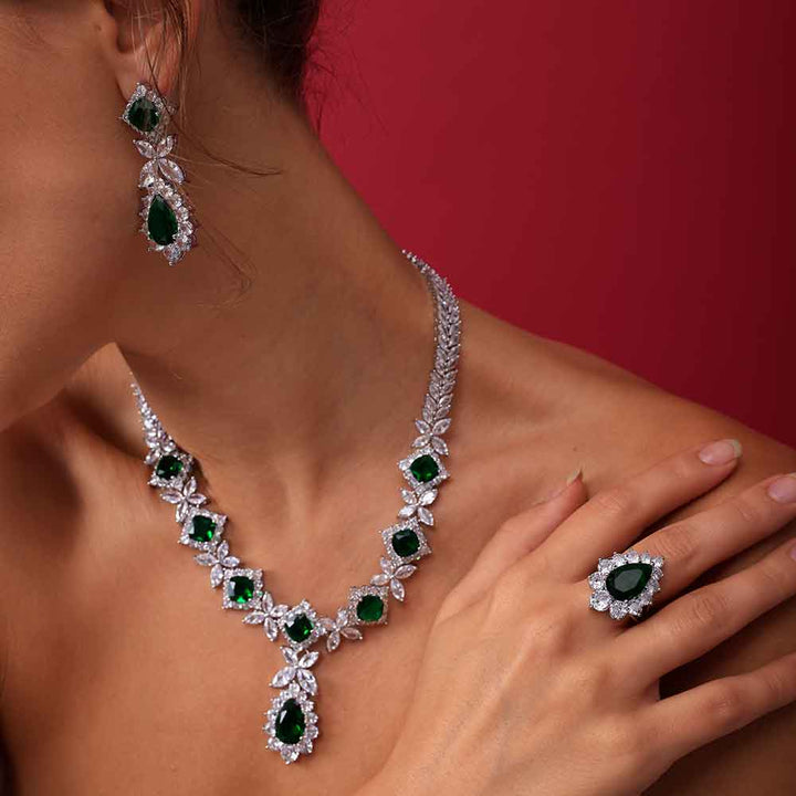 Shop Elegant Emerald Diamond Set Palmonas-2