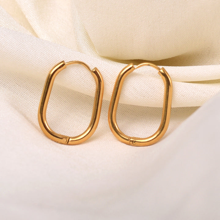 Shop Plain Oval Hoop Earrings- 18k Gold Plated Palmonas-6