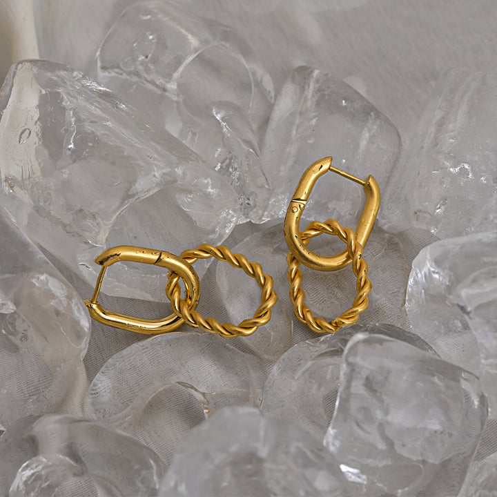 Shop Double Rings Hoop Earrings- 18k Gold Plated Palmonas-4