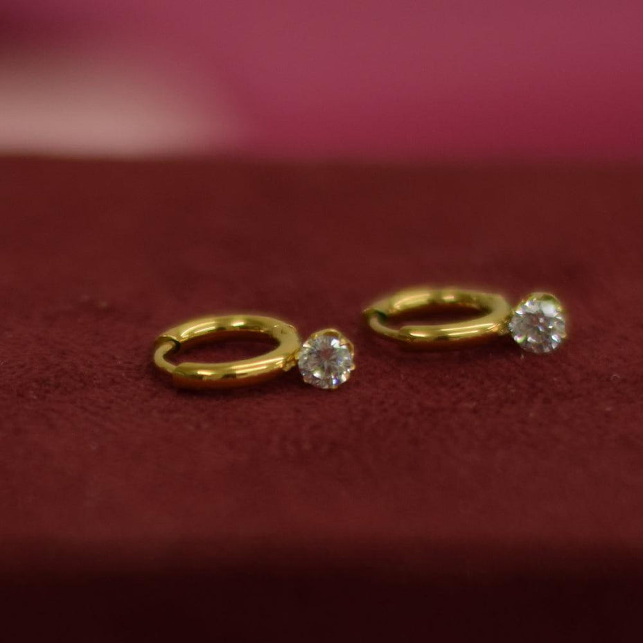 Athena Solitaire Hoop Earrings for Ladies - 18k Gold Plated - palmonas