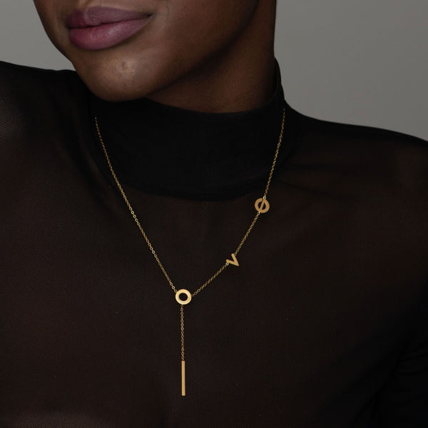 Love Dangling Necklace- 18k Gold Plated