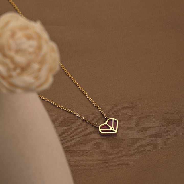 Shop Geometric Red Heart Necklace- 18k Gold Plated Palmonas-3