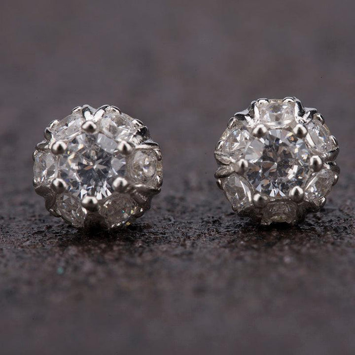 Bezel Jewel Small Stud Earrings- 925 Silver - palmonas