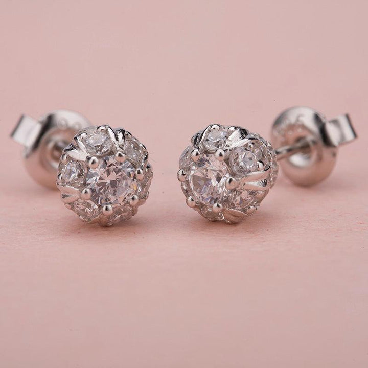 Bezel Jewel Small Stud Earrings- 925 Silver - palmonas