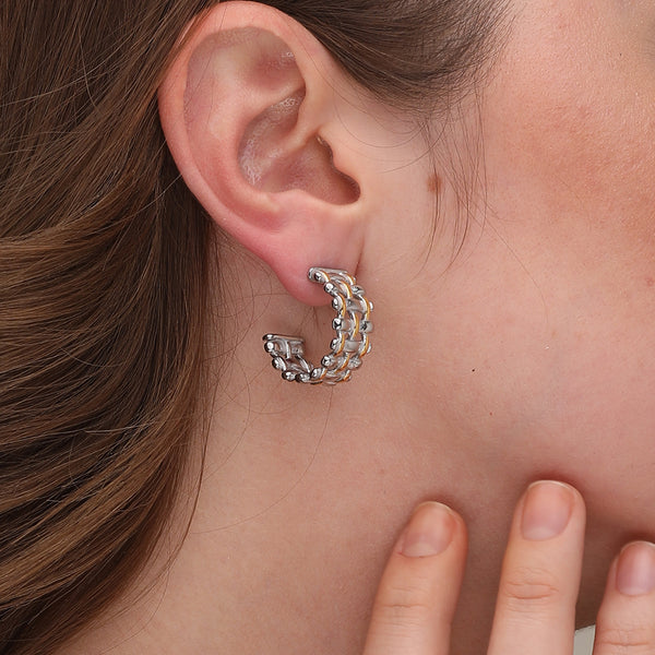 Dazzling Chain Hoop Earrings for Ladies - 18k White Gold Plated - palmonas 
