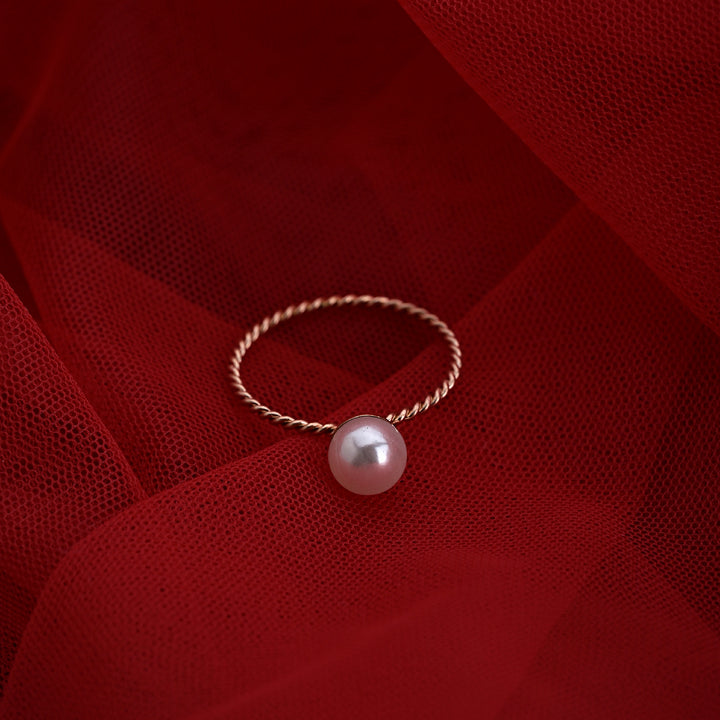 Shop Dainty Pearl Ring- 18k Rose Gold Plated Palmonas-7