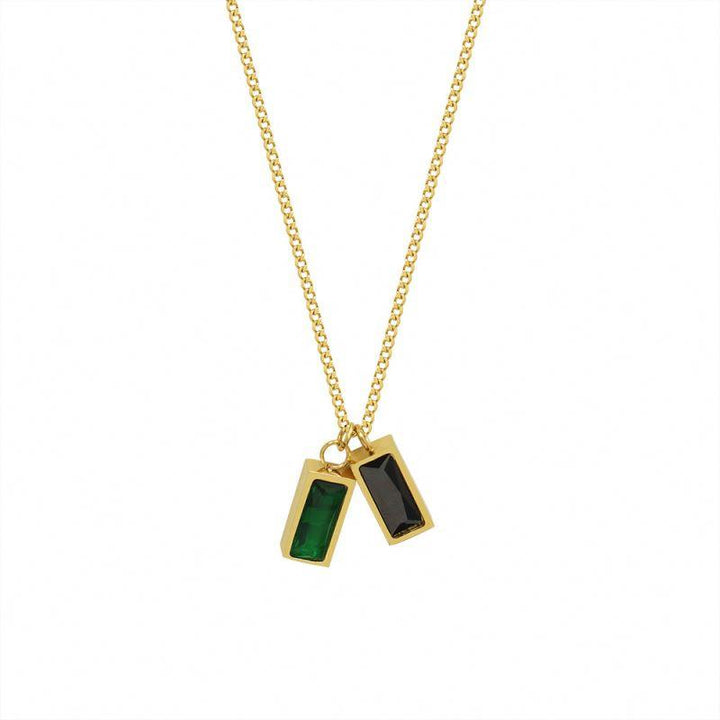 Shop Black Green Stone Necklace- 18k Gold Plated Palmonas-5