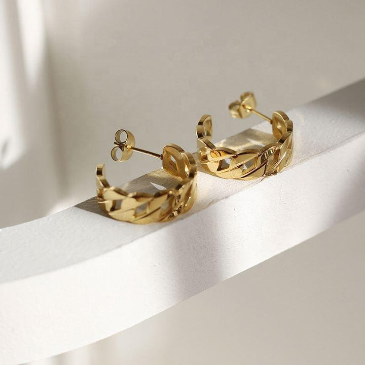 Shop Chain Affair Hoop Earrings- 18k Gold Plated Palmonas-3