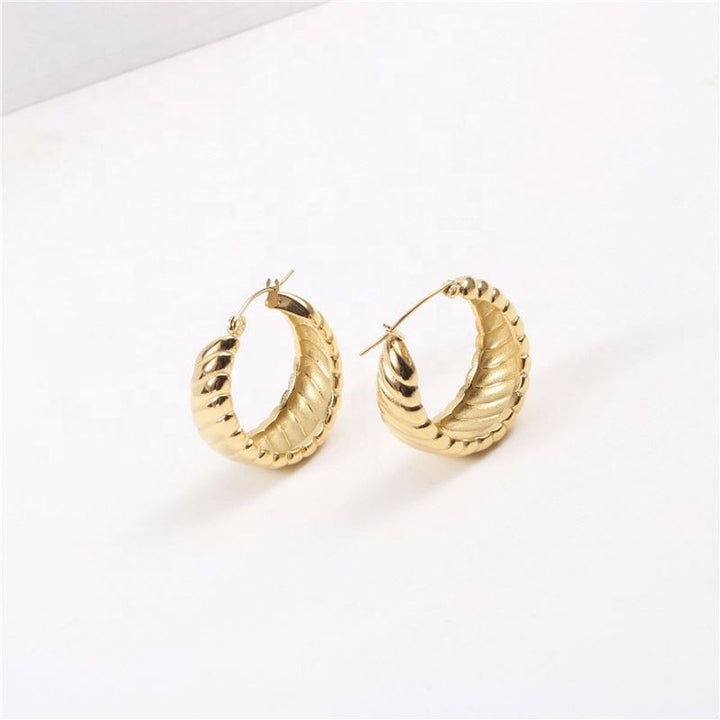 Circle Helical Design Hoop Earrings - 18k Gold Plated - palmonas
