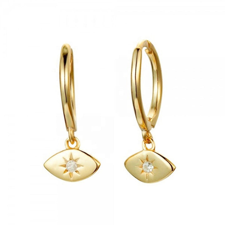 Shop Medium Iris Star Hoop Earrings- 18k Gold Plated Palmonas-6