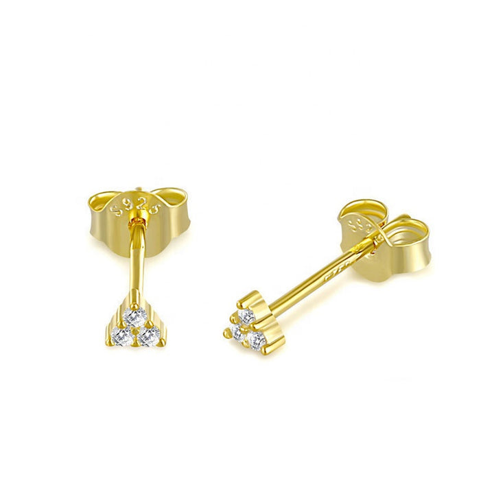 Shop Trinal Solitaire Stud Earrings- 18k Gold Plated Palmonas-4