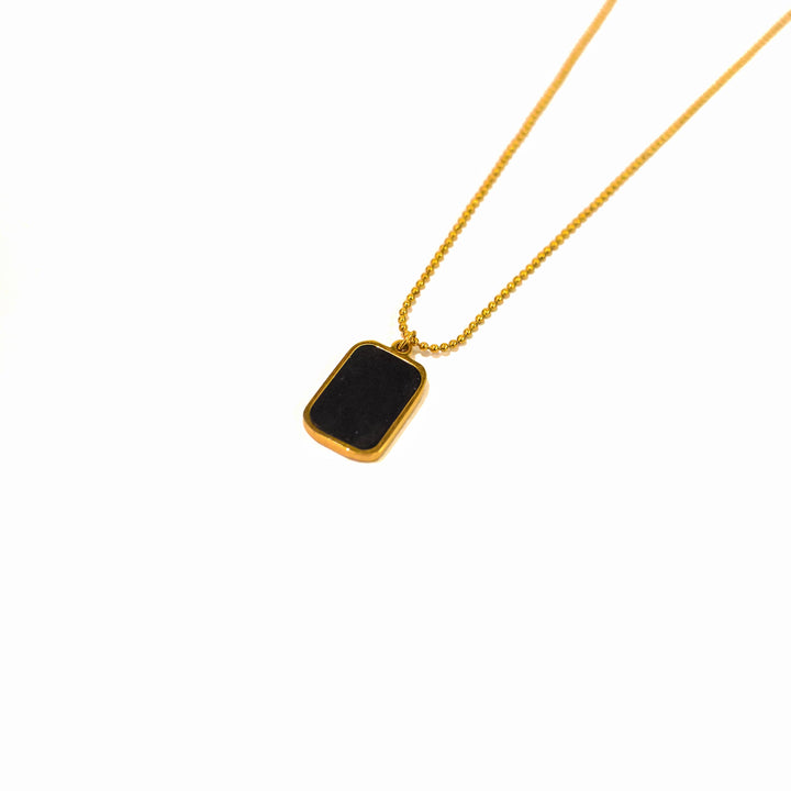 Black Onyx Necklace- 18k Gold Plated - palmonas