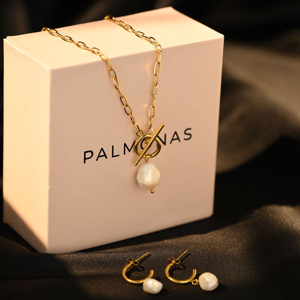 Shop Luminous Pearl set | 18k Gold Plated Palmonas-1