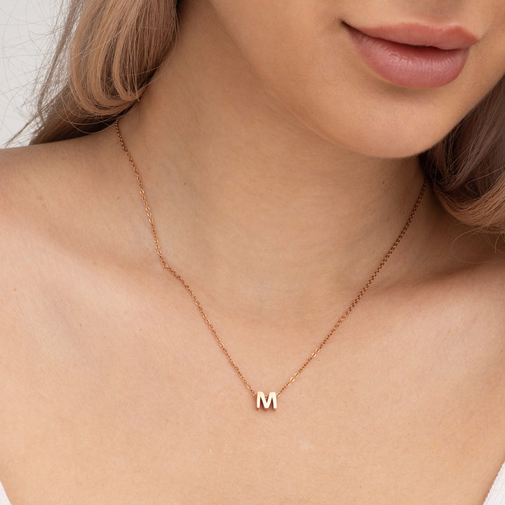 Shop Small Letter Necklace- 18k Rose Gold Plated Palmonas-6