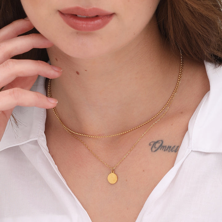 Shop Little Round Two Layer Necklace- 18k Gold Plated Palmonas-4