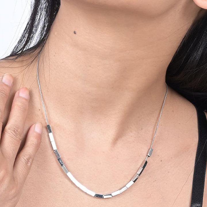 Shop Cuboid Metalic Beads Necklace Palmonas-4