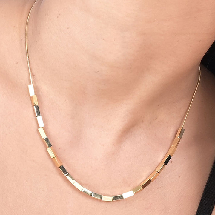Shop Cuboid Metalic Beads Necklace Palmonas-7