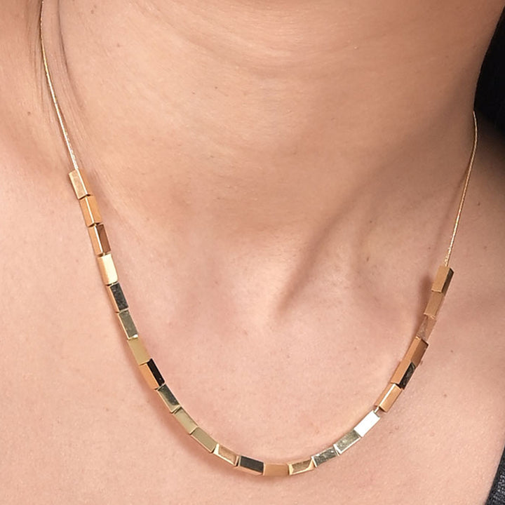 Shop Cuboid Metalic Beads Necklace Palmonas-6