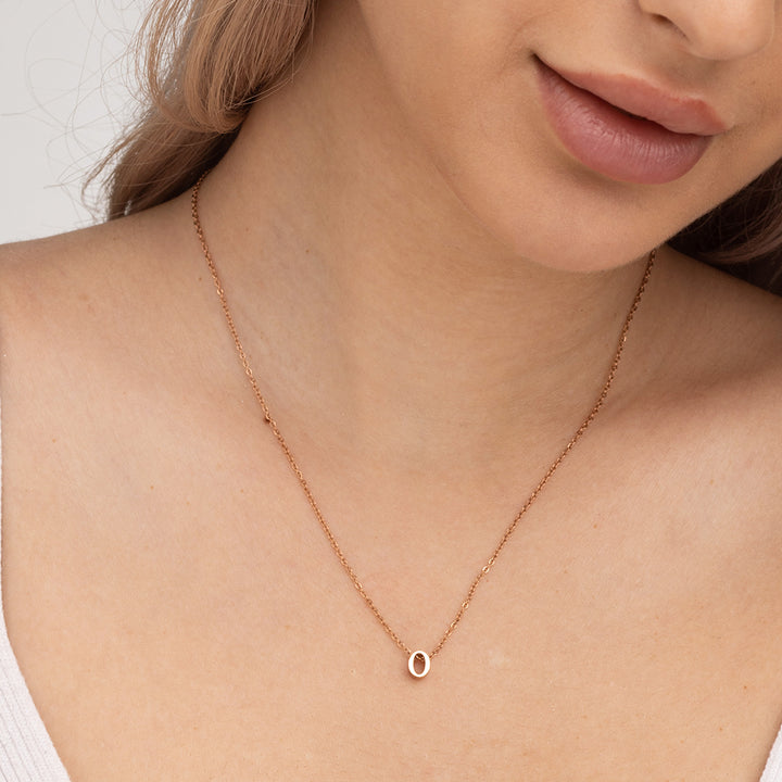 Shop Small Letter Necklace- 18k Rose Gold Plated Palmonas-8