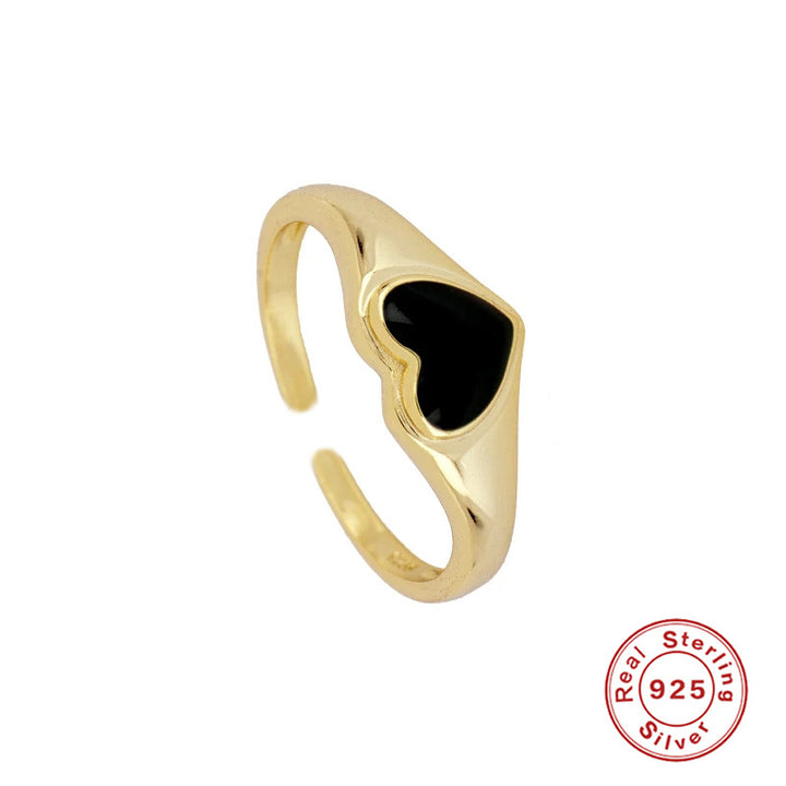 Shop Small Black Heart Ring- 18k Gold Vermeil Palmonas-7