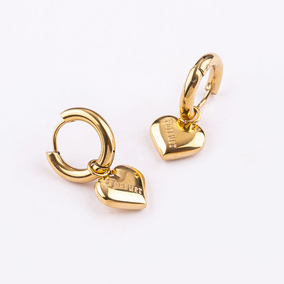 Shop Medium Heart Hoop Earrings- 18k Gold Plated Palmonas-4