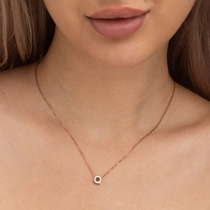 Shop Small Letter Necklace- 18k Rose Gold Plated Palmonas-10