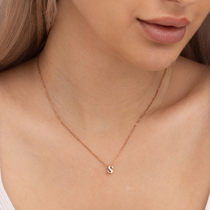 Shop Small Letter Necklace- 18k Rose Gold Plated Palmonas-12